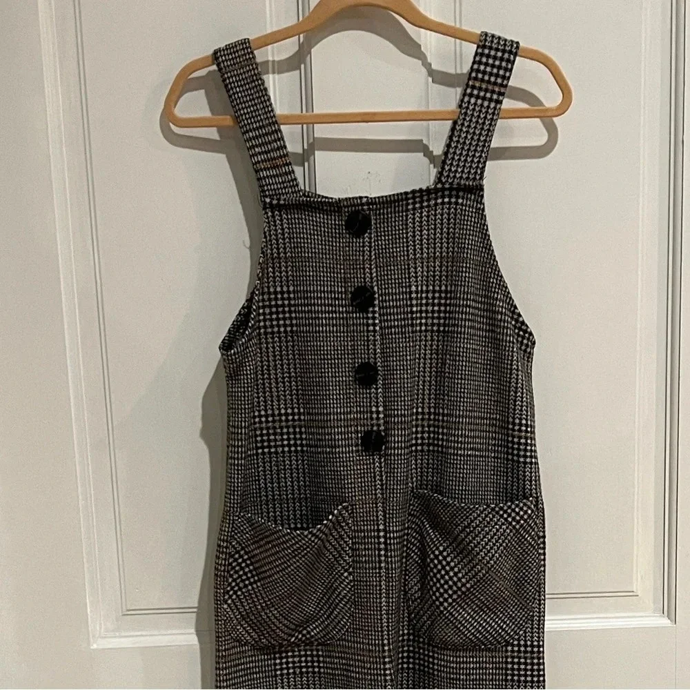 Zara Girls Wide Leg Grey Herringbone Jumpsuit Coverall Size 11-12